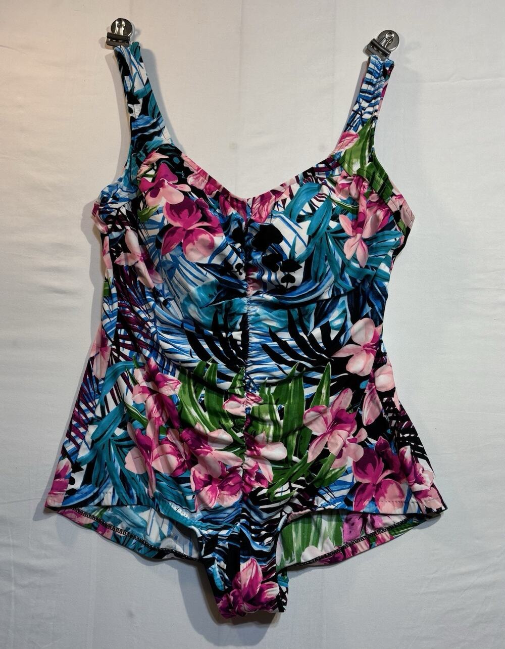 Le Cove Womens Swimdress Swimsuit Size 20W Floral One Piece Tummy Control